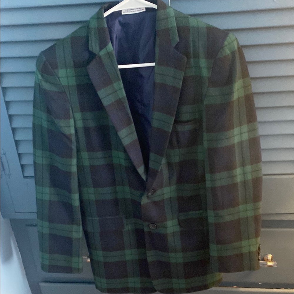 Big boys Navy and Hunter Green and Plaid Blazer! 16R